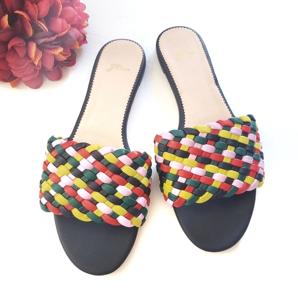 J. Crew Shoes - J. Crew Cora Slide Sandals in Rainbow Check Size 8